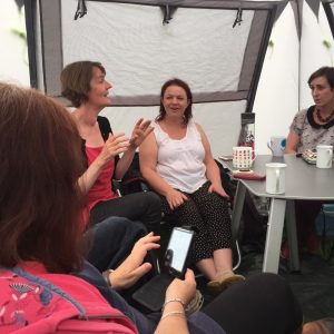 Close harmony workshop at Folk Camp - in a small tent!