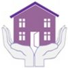 Manna house logo - two hands holding a house
